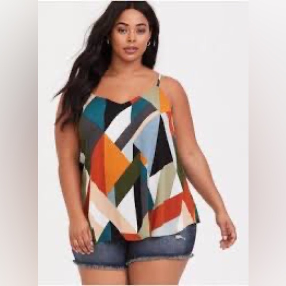 Torrid Sophie crinkle gauze swing cami- patchwork inspired coloring size 1